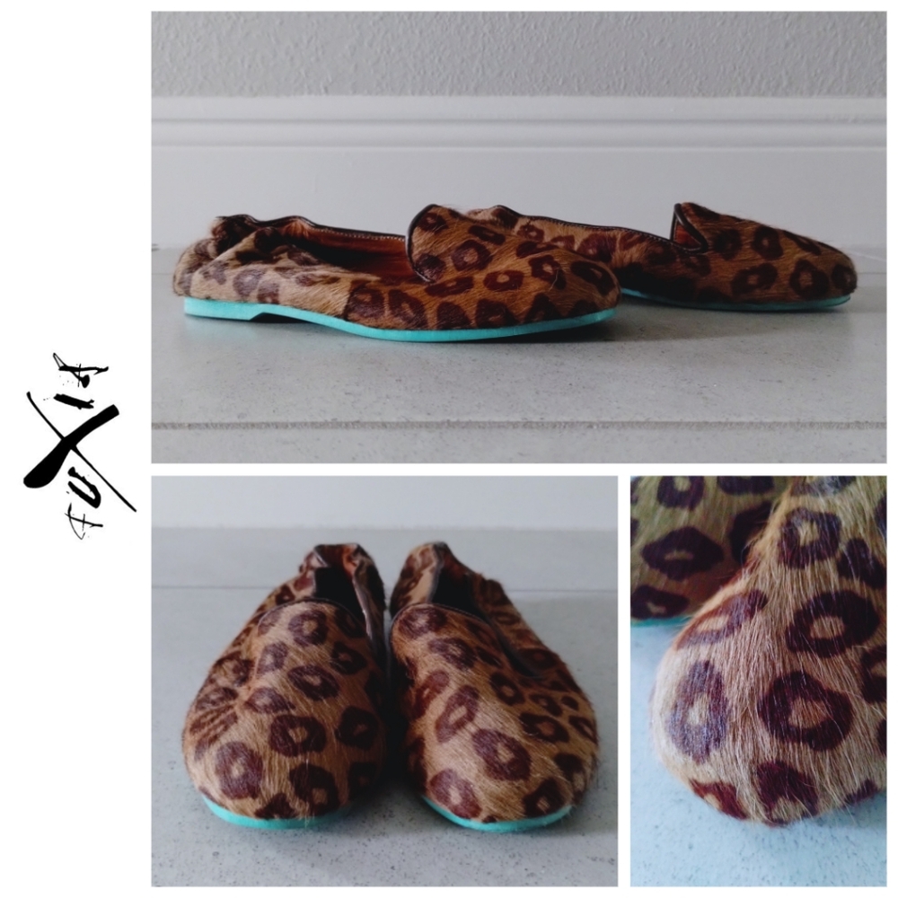 Calf Hair Leopard Print Ballet Flats
